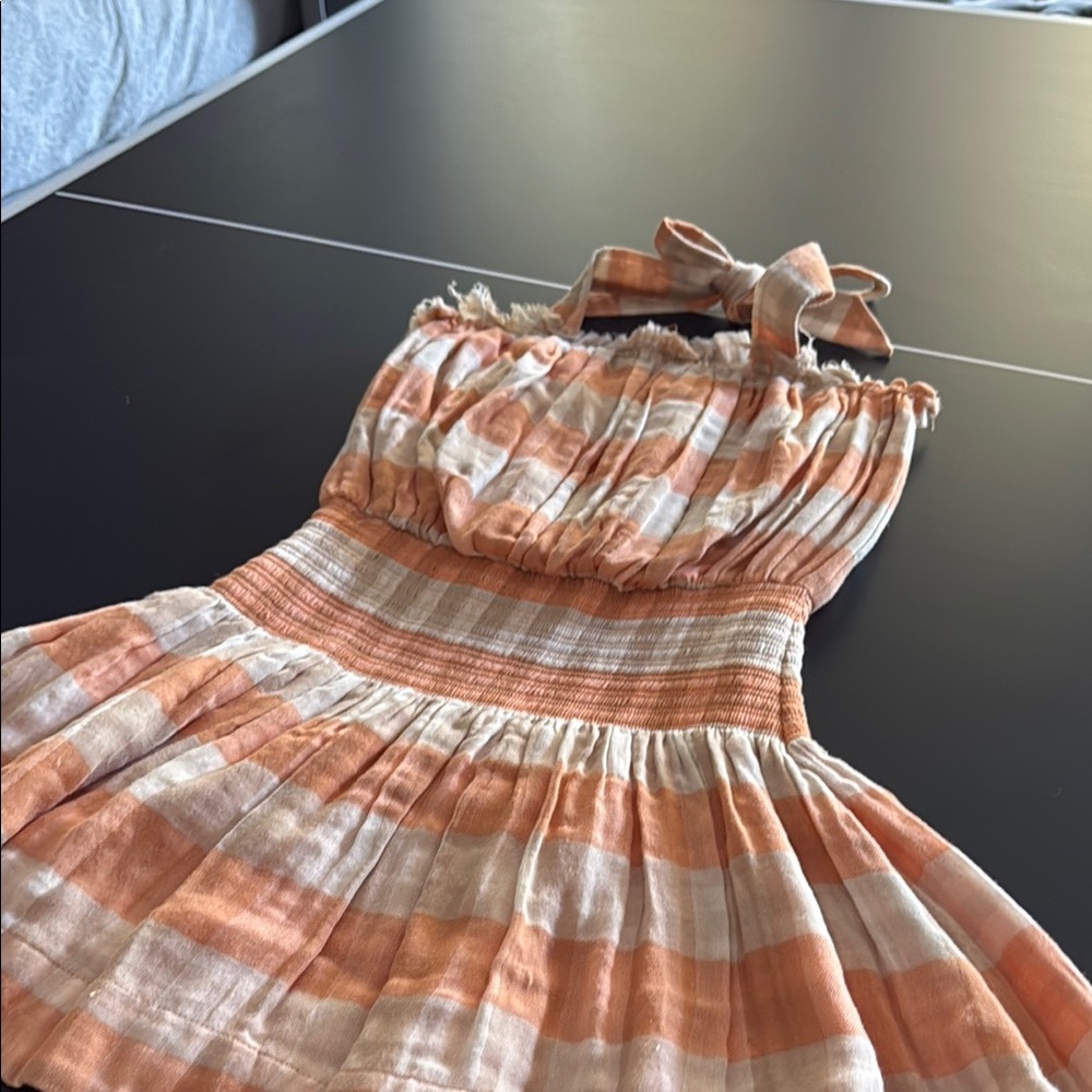 Ramy Brook Orange Pink Ruched Halter Sundress